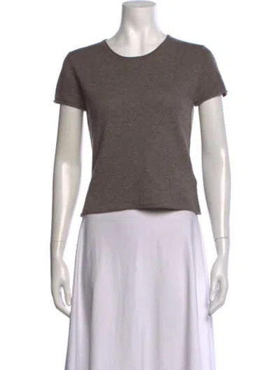 Pre-owned St Agni Merino Wool Crew Neck T-shirt In Neutrals