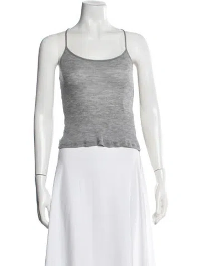 Pre-owned St Agni Merino Wool Scoop Neck Top In Gray
