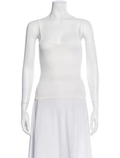 Pre-owned St Agni Merino Wool Scoop Neck Top In White