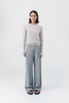 St Agni Merino Wool Slit Sleeve Sweater In Gray