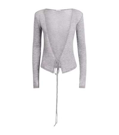 St Agni Merino Wool Wrap Top In Gray