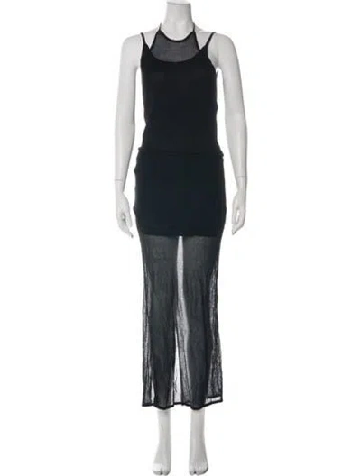 Pre-owned St Agni Mesh Accents Skirt Set In Black