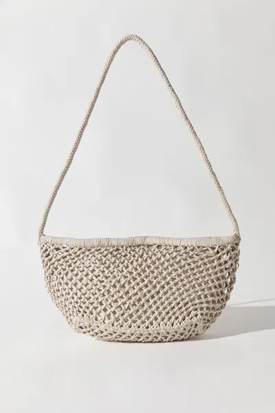 St Agni Mesh Crescent Bag In Ecru