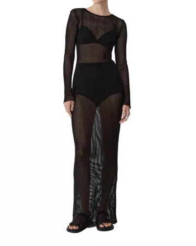 St Agni Mesh Long Sleeve Dress In Black