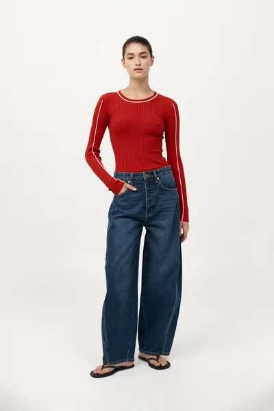 St Agni Mid Rise Balloon Jeans In Purple