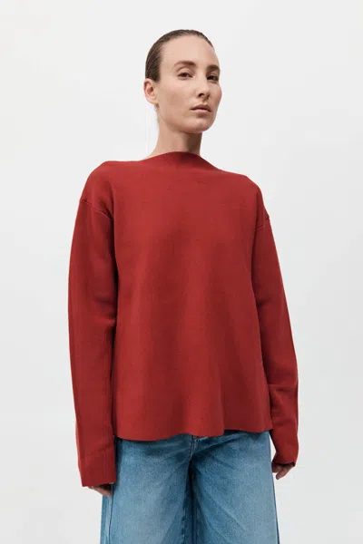 St Agni Milano Knit Scarf Jumper In Rosso