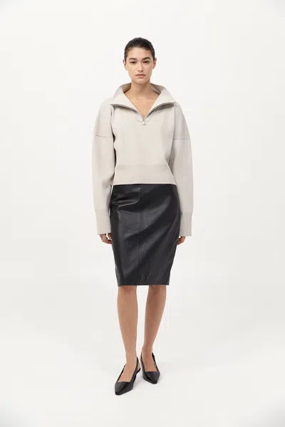 St Agni Milano Knit Zip Jumper In Silver