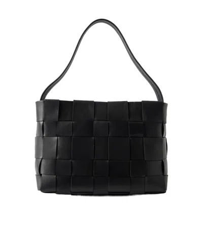 St Agni Mini Woven Leather Tote In Black