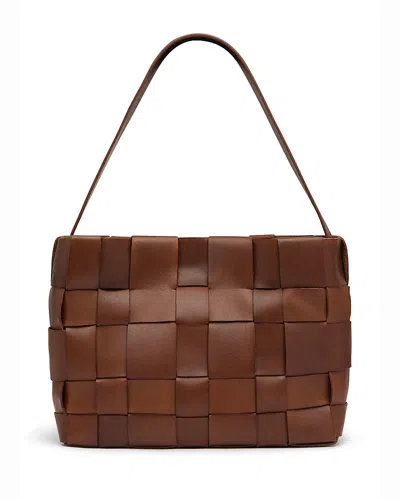 St Agni Mini Woven Leather Tote In Brown