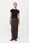 St Agni Minimal Column Skirt In Chocolate Plum