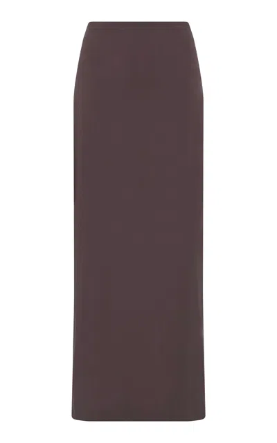 St Agni Minimal Cotton-nylon Column Maxi Skirt In Brown