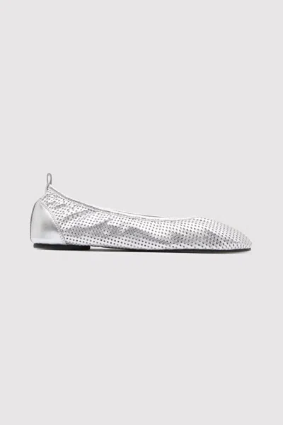 St Agni Minimal Perforated Ballet Flat In Silver