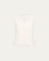St Agni Organic Cotton-linen Vest In Ivory
