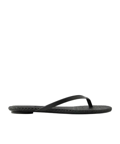 St Agni Woven Leather Flip Flops In Black