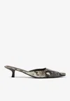 St Agni Mira 50 Python Print Leather Mules In Beige