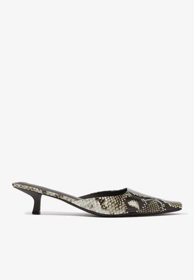 St Agni Mira 50 Python Print Leather Mules