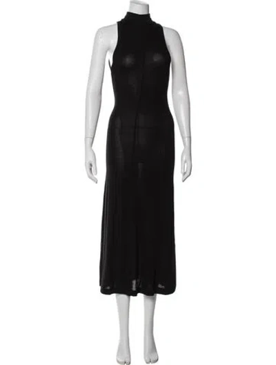 Pre-owned St Agni Mock Neck Long Dress In Black