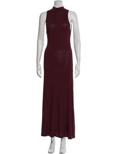 Pre-owned St Agni Mock Neck Long Dress In Burgundy