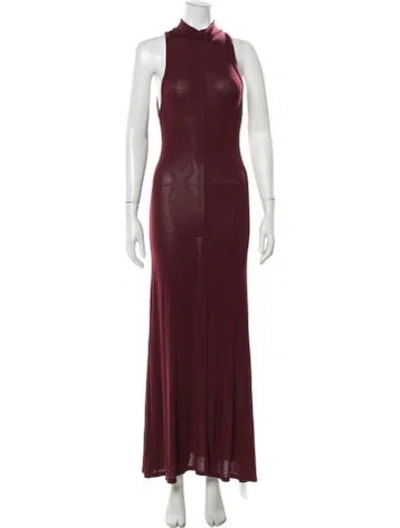 Pre-owned St Agni Mock Neck Long Dress In Burgundy