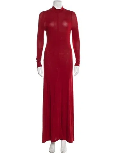 Pre-owned St Agni Mock Neck Long Dress In Red