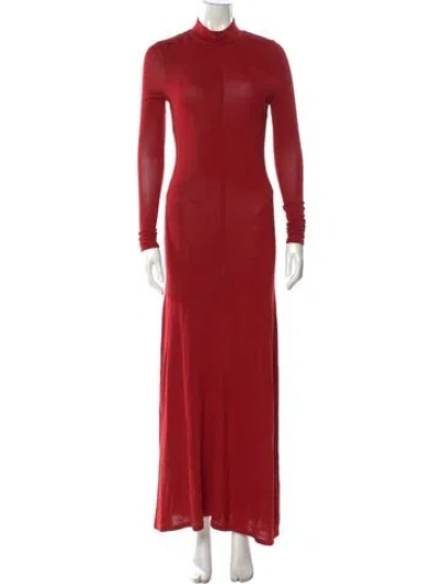 Pre-owned St Agni Mock Neck Long Dress In Red