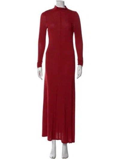 Pre-owned St Agni Mock Neck Long Dress In Red