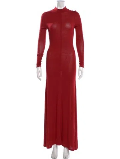 Pre-owned St Agni Mock Neck Long Dress In Red