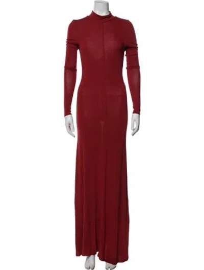 Pre-owned St Agni Mock Neck Long Dress In Red