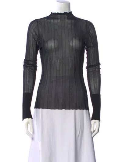 Pre-owned St Agni Mock Neck Long Sleeve Top In Gray