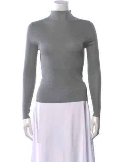 Pre-owned St Agni Mock Neck Long Sleeve Top In Gray