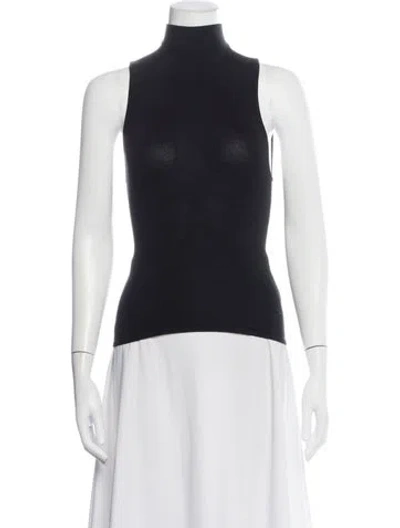 Pre-owned St Agni Mock Neck Sleeveless Top In Black