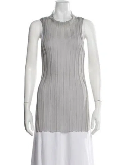 Pre-owned St Agni Mock Neck Sleeveless Top In Gray