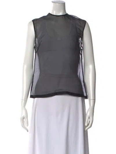 Pre-owned St Agni Mock Neck Sleeveless Top In Grey