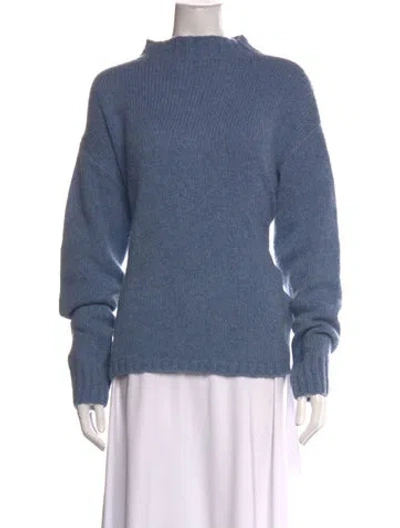 Pre-owned St Agni Mock Neck Sweater In Blue