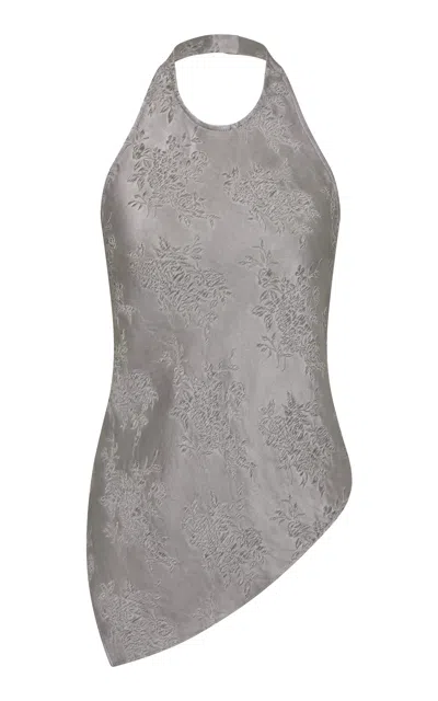 St Agni St. Agni Nouveau Jacquard Silk-blend Halter Top In Grey