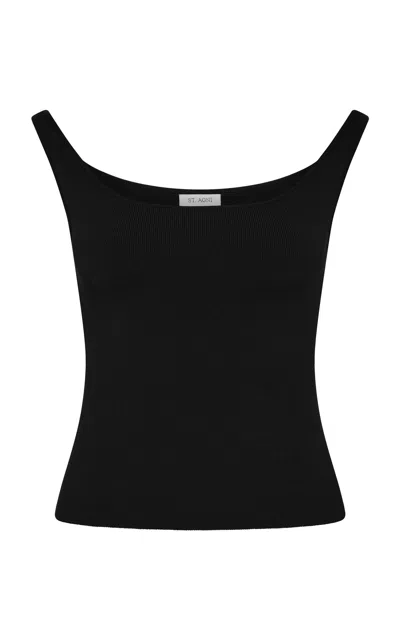 St Agni St. Agni Off Shoulder Knit Cotton Top In Black
