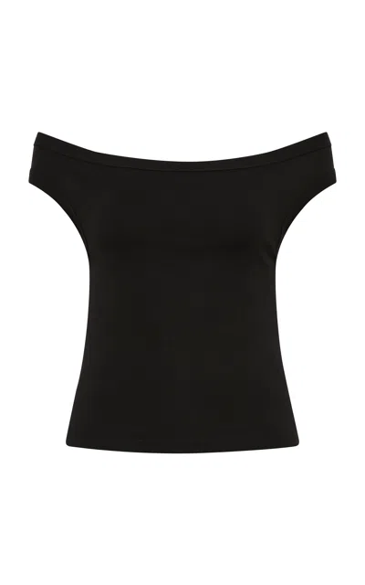 St Agni Off-the-shoulder Organic-cotton Top In Black