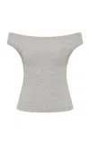 St Agni Off-the-shoulder Organic-cotton Top In Gray
