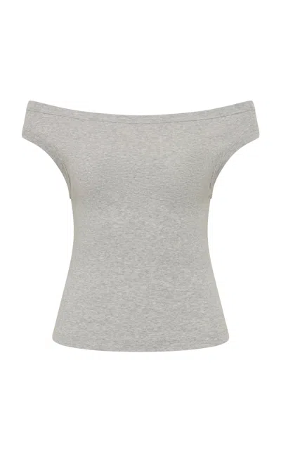 St Agni Off-the-shoulder Organic-cotton Top In Gray