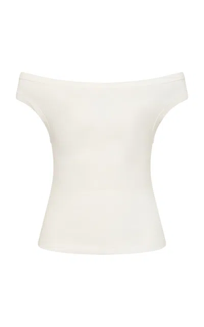 St Agni Off-the-shoulder Organic-cotton Top In White