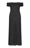 St Agni Off-the-shoulder Stretch-silk Maxi Dress In Black