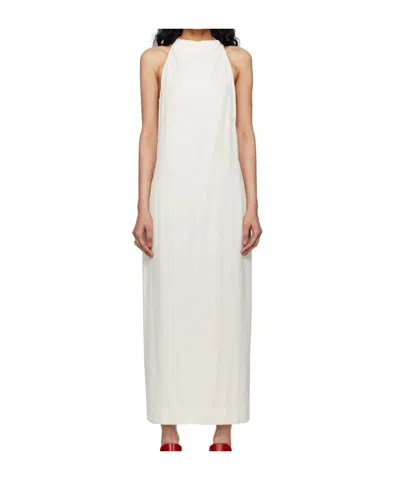 St Agni Off-white Asymm Belt Back Midi Dress