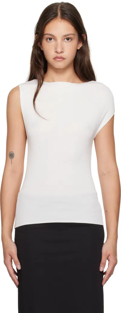 St Agni Off-white Asymmetric Knit Top In Off White