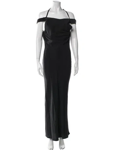 Pre-owned St Agni Off-the-shoulder Long Dress In Black