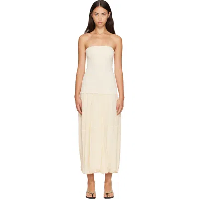 St Agni Off-white Strapless Balloon Hem Maxi Dress In Porcelain