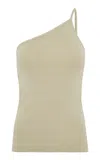 St Agni One-shoulder Organic Cotton Tank Top In Dark Grey