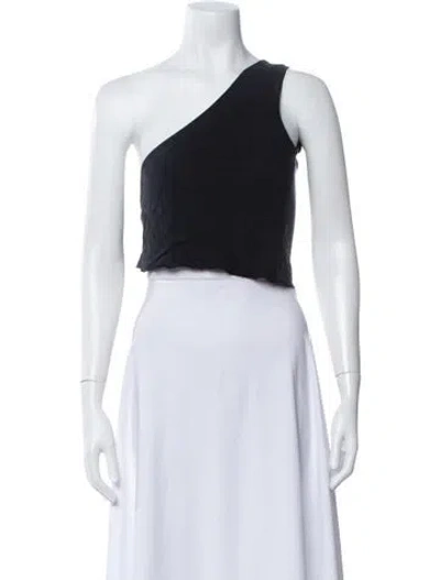 Pre-owned St Agni One-shoulder Sleeveless Crop Top In Black