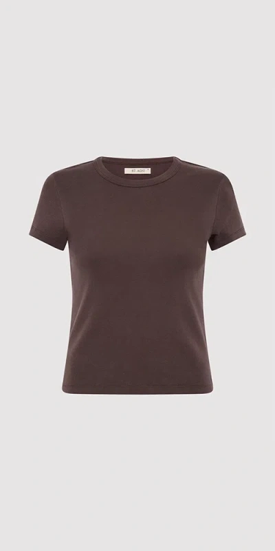 St Agni Organic Cotton Baby Tee In Raisin