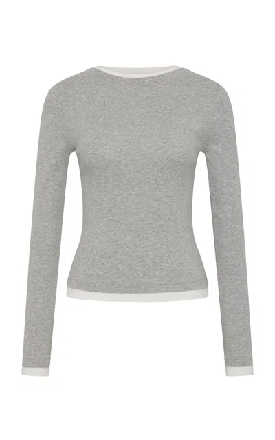 St Agni St. Agni Organic Cotton Ballerina Layered Long-sleeve Top In Grey