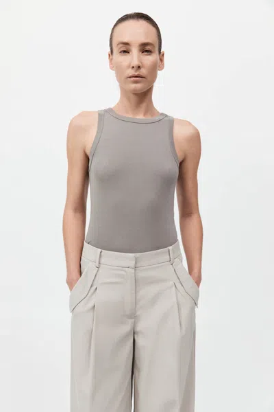 St Agni Organic Cotton Bateau Tank In Gray